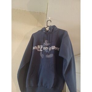 Walt Disney World Mickey Mouse Hanes Sweatshirt Hoodie Medium Pocket Navy